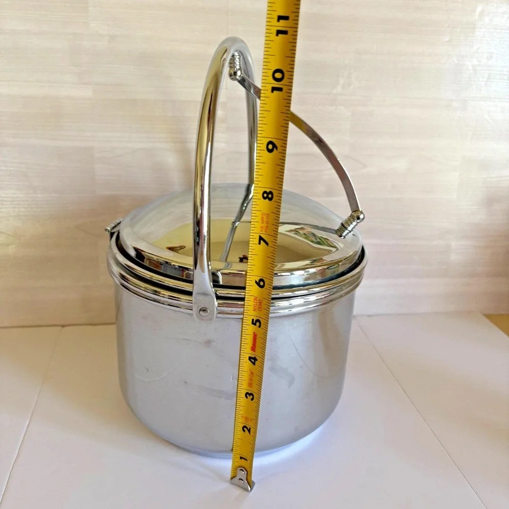 Vintage Keystoneware Pyrex Ice Bucket‎ Chrome Swing Handle Mid Century Barware